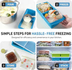 Silicone Freezer Tray with Lid Soup Freezer Container Molds with Steel Reinforced Rim Large Ice Cube Tray Makes 4 Perfect 2 Cup Portions Cubes Storage Food Ice Trays Kitchen Tools for Cooking 2 Pack