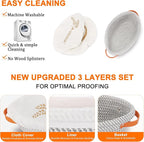 Sourdough Starter Kit,10 Inch Round & 9 Oval Cotton Rope Banneton Bread Proofing Basket with Bread Lame, Scraper,Sling, Dough Whisk,Perfect Gifts for Bakers Sourdough Bread Baking Supplies