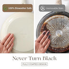 PRICUSIS Nonstick Ceramic Frying Pan, 8/10 Inch Skillet with Stay Cool Handle, Fully Coated, Induction Compatible & Oven Safe, 100% Dishwasher Safe, PTFE PFAS & PFOA Free（8 Inch, Coconut White）