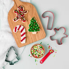 Sweets Indeed Holiday Cookie Cutter & Sprinkle Set – 4-Pack | Gingerbread, Snowflake, Candy Cane & Tree Cookie Cutters with 1.5 oz Christmas Sprinkle Mix | Holiday Baking Kit