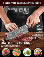 7.5" Nakiri Knife - Kitchen Vegetable Cleaver - Japanese Usuba Knife - Hammered Damascus Steel & Resin Handle - YAO Series