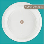 PLASTICPRO Round Plastic Plates Microwaveable, Disposable, White, Dinnerware (200, 10" Inch Plates)