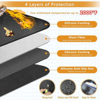 Anze Under Grill Mat for Outdoor Grill, 38 x 65 Inch Anti-Slip BBQ Floor Mats, Easy to Clean Reusable Fireproof Grill Pad, Oil-Proof Waterproof Protector for Indoor Fireplace Pit Mat