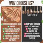 INTAJ Premium Teak Wooden Spoons for Cooking – 9-Piece Kitchen Utensils Set, Durable & Nonstick Safe, Eco-Friendly,Ergonomic Stir, Mix, Scrape & Serve – Ideal for Nonstick,Cast Iron & Ceramic Cookware