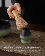 ZENS Matcha Whisk Set, 15oz Ceramic Matcha Set with Bowl and Bamboo Whisk, Scoop, (Chasen Holder) -Tea Towel, 5pcs Matcha Kit for Matcha Lovers, Sage Green