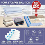 18 Pack Vacuum Storage Bags with Hand Pump, 80% Space Saver Vacuum Seal Storage Bags for Clothing, Travel Lugggage, Blankets, Comforters