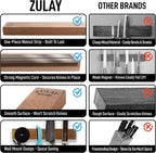 Zulay 11.75" Seamless Acacia Wood Magnetic Knife Holder - Wooden Magnetic Knife Strip for Organizing your Kitchen - Elegant & Multifunctional Magnet Holder for Wall with Easy Installation