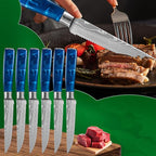 FULLHI 14pcs Block Knife Set, Chef's Knife Steak Knives Set with Block and Sharpener, Kitchen Knife Set, Multi-colour Handle, Gifts for Men Women