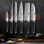 HOSHANHO 7 Pieces Knife Set with Magnetic Knife Holder, Ultra Sharp Powder Steel Kitchen Knives Set, Professional Chef Knife Sets with Ergonomic Pakkawood Handle