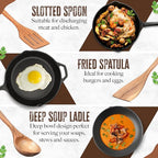 INTAJ Premium Teak Wooden Spoons for Cooking – 9-Piece Kitchen Utensils Set, Durable & Nonstick Safe, Eco-Friendly,Ergonomic Stir, Mix, Scrape & Serve – Ideal for Nonstick,Cast Iron & Ceramic Cookware