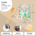 Talented Kitchen Airtight Mason Canning Jars - Multiuse Food Storage Containers with Lids for Canning Supplies & Homemade Food Storage - Clamp-Lid Glass Containers - 25 oz, Pack of 6
