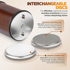 Tumbler Rolling Knife Sharpener Kit – Magnetic Manual System with 4 Angles & Walnut Base Diamond & Ceramic Discs | Kitchen Knife Sharpening Tool | Interchangeable, Easy & Safe Design