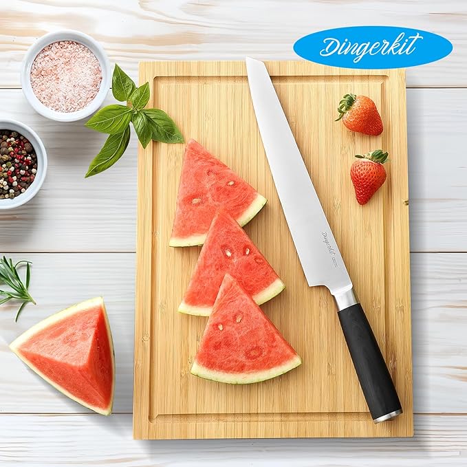 Watermelon Knife, 9" Melon Carving and Slicer Knife for Watermelon Cantaloupe Made of High Carbon Steel with Gift Box and Sheath - Fruit Cutting Knife with Pakkawood Handle.