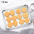 E-far Stainless Steel Baking Sheet, 12.4” x9.7” Baking Cookie Sheet Pan for Oven, Non-toxic Metal Toaster Oven Tray for Cake Cookie, Healthy & Rust Free, Mirror Finish & Dishwasher Safe, 1 Pack
