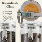 Airtight Coffee Canister with Scoop | Curated Glass Storage Set for Beans, Grounds & Sugar | 9-Piece Ritual Organizer with Bamboo Base, Versatile Artisan Spoon, Labels & Cleaning Brush