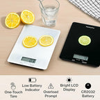 Glass Platform Digital Kitchen Scale - for Food Coffee Lab - LCD Display gram Ounces lb:oz fl.oz ml - 11 LB/5 KG Capacity - Battery Included - Black by The Display Guys