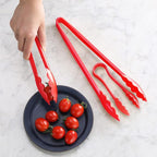 New Star Foodservice 35544 Utility Tong, High Heat Plastic, Scalloped, 12 inch, Set of 12, Red
