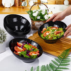 bUCLA 12 Pack Black Plastic Serving Bowls - 20 OZ Angled Bowls Disposable for Chip,Candy,Salad and Fruit - Ideal for Wedding, Party & New Year