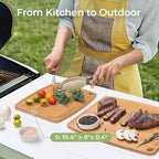 Dishwasher Safe Carbonized Bamboo Wood Cutting Boards for Kitchen with Juice Groove, Wooden Charcuterie & Chopping for Fruit, Vegetables & Cheese, Durable, Lightweight, Water-Resistant