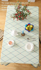 ISAENNE Designer Linen Floral Long Rectangle Tablecloth,Light Green Farmhouse Durable Table Cloth,Washable Decor Tablecloths for Dining Kitchen Thanksgiving Christmas,63"*94"-Floralsea B
