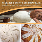 Bread Lame Sourdough Scoring Tool - Wooden Lame Bread Scoring Tool with 5 Razor Blades and Leather Storage Cover - UFO Bread Lame Dough Scoring Tool for Bread Baking