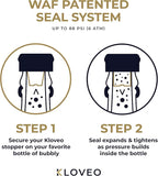 Champagne Stoppers by Kloveo - Patented Seal (No Pressure Pump Needed) Made in Italy - Professional Grade WAF Champagne Bottle Stopper - Prosecco, Cava, and Sparkling Wine Stopper - Gold, 2-Pack