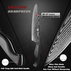 8C Damascus Knife Set - 3PC Chef's Knife, Kitchen and Paring Knives, High Carbon Stainless Steel, Ergonomic Full Tang ABS Anti-Skid Handle
