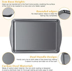 Baking Sheet with Cooling Racks - Carbon Steel Cookie Sheets for Baking [2 Sheets + 2 Racks], Nonstick Baking Pans, Perfect for Baking, Roasting, and More, Size 17 x 11 x 0.5 Inches