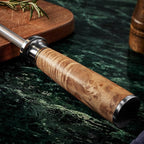 SENKEN Professional Emery Knife Sharpening Steel - Incredibly Strong Emery Rod for Sharpening & Honing Knives Up to 63 HRC Including All Damascus Knives (Natural Sycamore Wood)