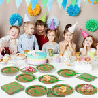 DYLIVeS Green Foil Dinosaur Birthday Party Decorations, Rawr Dinosaur Disposable Tableware Set with 9'' Dinner Plates, Napkins, Cups, Forks - Serves 24