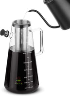 BTaT- Airtight Cold Brew Iced Coffee Maker Pitcher, 2 Liter/ 64 oz, Iced Tea Maker with Spout, Brewing Glass Carafe with Removable Stainless Steel Filter
