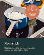 Caraway Nonstick Ceramic Sauce Pans with Lids (3 qt & 1.75 qt) - Non Toxic, PTFE & PFOA Free - Oven Safe & Compatible with All Stovetops (Gas, Electric & Induction) - Navy
