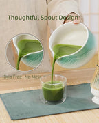 ZENS Matcha Whisk Set, 6Pcs Matcha Set Includes Ceramic Bowl, Bamboo Whisk and Chasen Holder,Scoop, 304 Stainless Sifter & Tea Mat, Matcha Kit for Tea Ceremony, Blue
