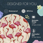 Portmeirion Sara Miller Flamingo Salad Plate, Set of 4 - BPA-Free 8" Melamine Plates Featuring Flamingos for Summer - Dishwasher Safe Dinnerware for Indoor & Outdoor Dining, Shatterproof & Decorative