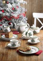 Spode Christmas Tree Luncheon Plate, 9-Inch Porcelain Dinner & Appetizer, Holiday-Themed Serving, Microwave & Dishwasher Safe, Festive Collectible Seasonal Dining Plate for Christmas Entertaining