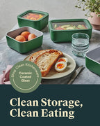Caraway 13pc Glass Food Storage Container Set - Easy to Store, Non Toxic Lunch Box - with Glass Lids - Includes Storage Organizer - Navy