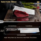 7 Inch Nakiri Knife Japanese Cleaver Knife, Japan AUS-8 Alloy Steel Kitchen Chopping Knife with Full-Tang Pakkawood Handle and Premium Gift Box (Classic Series)