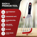 Fish Spatulas, Stainless Steel with Heat-Resistant Silicone Tips, Non-Scratch Design for Non-Stick Cookware, Slotted Silicone Spatulas for Frying, Flipping Fish and Eggs.