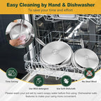P&P CHEF 8 & 10 Inch Stainless Steel Frying Pan, 3-Ply Stainless Steel Pan Skillet, Induction Stir-fry Pan, Oven & All Stoves Safe, Heavy Duty & Even Heat, Dishwasher Safe, Silver, (2 Pieces)