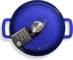 Signature Enameled Cast Iron Dutch Oven, Non-Stick Serving Pot with Tight Fitting Lid for Perfect Roasting, Baking, Sauteing, and Bread Making | 5.5Q (5.2L) - Indigo Blue