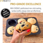 EVODAE® Jumbo Muffin Pan in Holiday Gift Box – Set of 2, 12 Cup (2x6) Large Muffin Pan & Large Cupcake Pan – Pro-Grade Nonstick Bakeware – PFOA & PTFE Free – Great Gift for Bakers & Holiday Baking