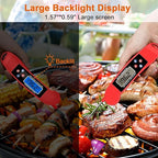 2 pcs Red Digital Talking Thermometer for The Blind, Waterproof Instant Read Food Thermometer, Probe for Cooking and Grilling