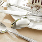 KINGSTONE 10-Piece Silverware Set, 18/10 Stainless Steel Flatware Set - Luxury Elegant Striped Cutlery with Dishwasher Safe, Durable for Family Dining, Catering, Weddings, Anniversaries Gift