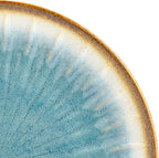 Gibson Elite Mayfair Bay 16-Piece Embossed Double Bowl Dinnerware Set, Service for 4 – Blue Stoneware Plates and Bowls