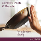 Anolon Advanced Home Hard Anodized Nonstick Frying Pan, 14.5 Inch – Large Skillet with Helper Handle, 14 Inch Nonstick Frying Pan, Durable Cookware - Bronze