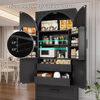 iPormis 71" Tall Kitchen Pantry Storage Cabinet w/Adjustable Shelf, Large Drawers & Door Shelves, Freestanding Kitchen Cupboard for Dining Room/Living Room, Black