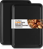 2 Pack Half Sheet Pan 17.5” x 13”, Cookie Sheets for Baking 0.8mm Thick Non Stick Baking Sheets for Oven Heavy Duty Baking Trays