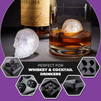 ShapedIceMolds 3D Large Skull Ice Cube Mold Tray, Round Whiskey Ice Mold with Lid for Whiskey Drinkers, Bartenders, Gift Exchanges, Home Bar Enthusiasts and Holiday Gifts