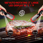 2025 Upgraded Meat Thermometer Digital-1 Second Instant Read Food Thermometer with Large LED Display-IP67 Waterproof Kitchen Thermometer for Grilling and Cooking for Oven, BBQ, Smoker, Candy, Turkey
