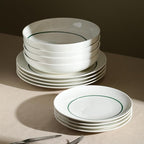 Stone Lain Luna 24-Piece Porcelain Dinnerware Set, Plates and Bowls Set, Dish Set for 8, Green